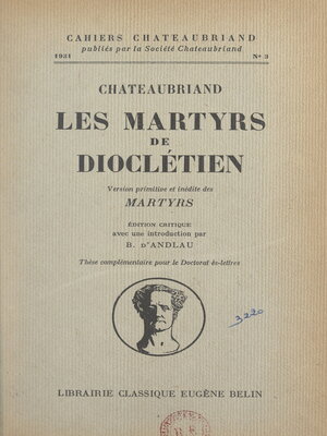 cover image of Chateaubriand, "Les Martyrs de Dioclétien"